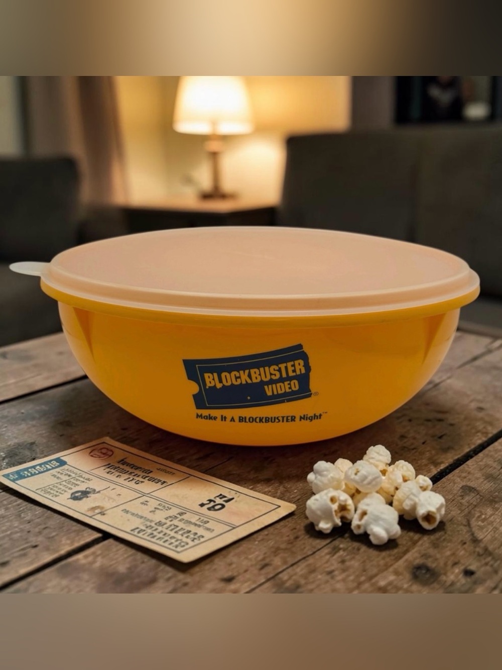 Vintage 90s Tupperware Blockbuster Video Popcorn Bowl w/ Lid Fix N Mix #274-5